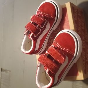 Red and white vans old skool V size 4 infants